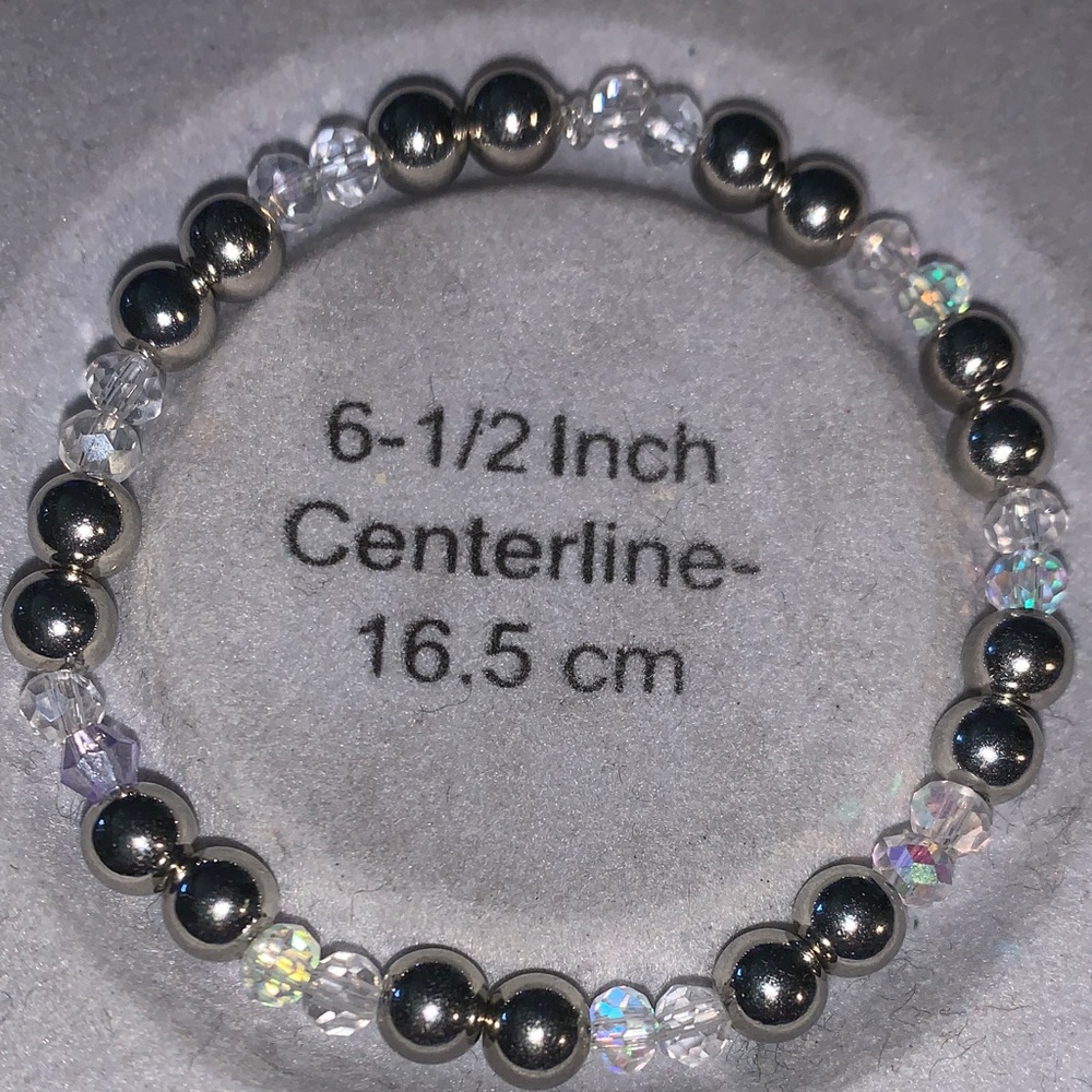 Silver and aurora borealis Crystal stretch Bracelet